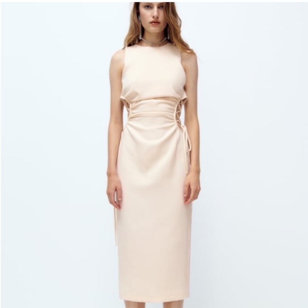 NWT Zara Cut Out Dress | XS Oatmeal Color